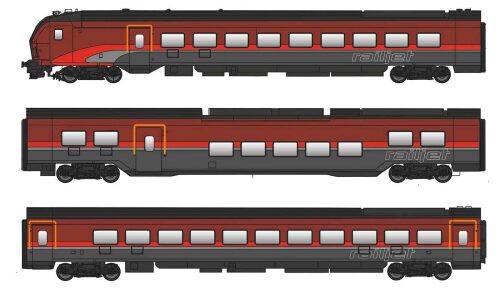 Jägerndorfer JC11301 ÖBB 3-teil. Railjet Set  Steuer-  2.Klasse- und EndwagenEp. VI  AC Basic
